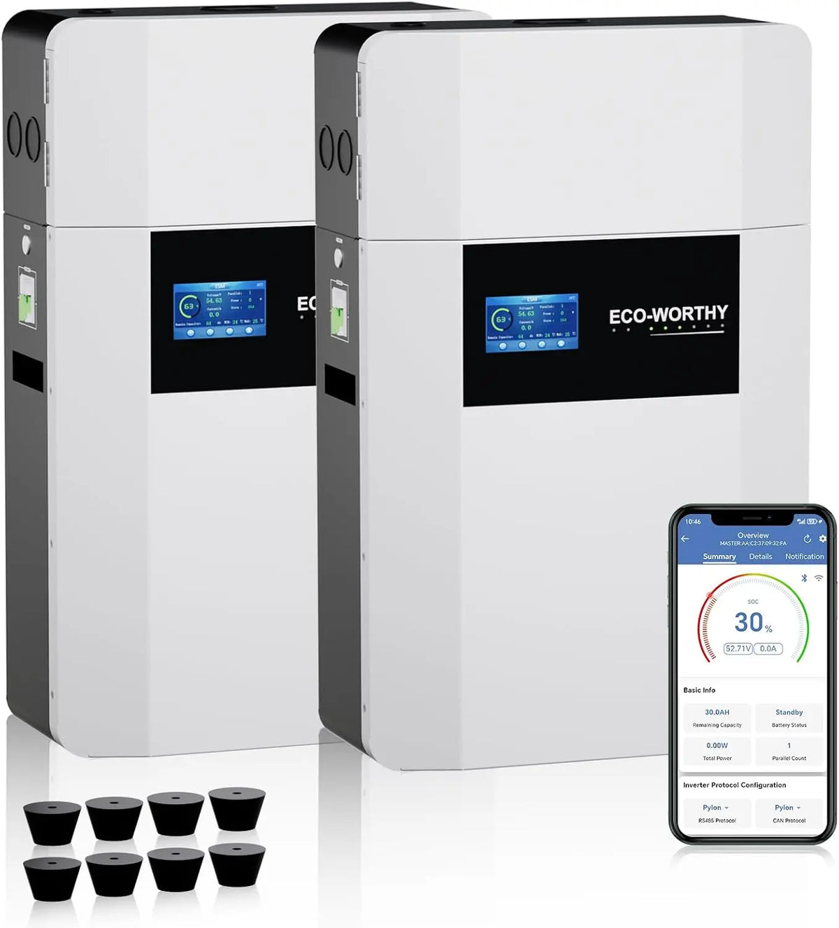 Batteria ricaricabile ECO-WORTHY - con Wi-Fi, con Bluetooth - 48V, 100Ah