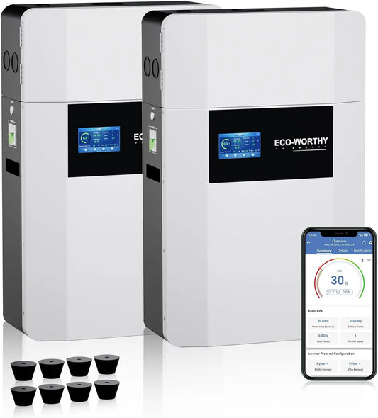 Batteria ricaricabile ECO-WORTHY - con Wi-Fi, con Bluetooth - 48V, 100Ah