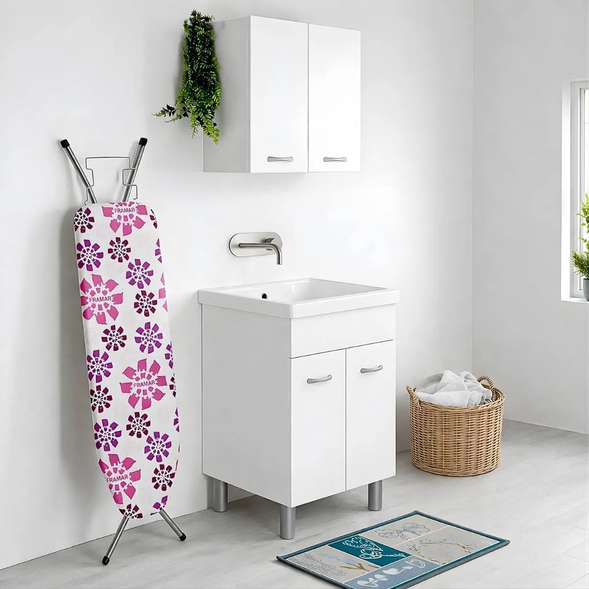 Prodotto per casa e tempo libero Mobile LAVATOIO - colore Bianco/Argento - portatile - 33 cm