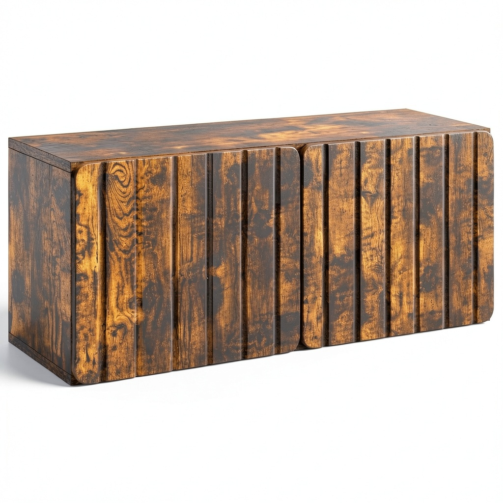 Mobile TV sospeso in rovere affumicato con ante a battente, moderno design per soggiorno