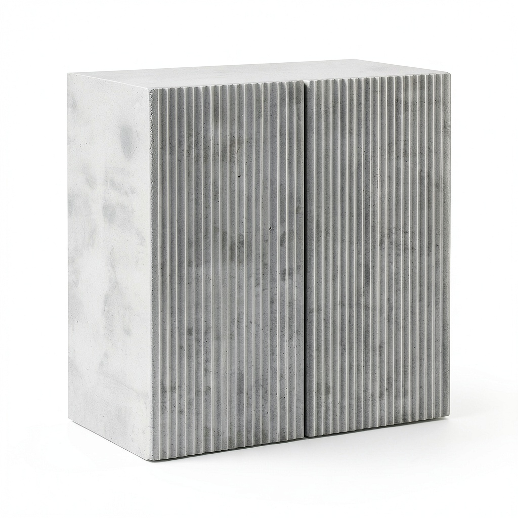Mobile TV sospeso in legno grigio cemento con 2 ante e ripiano, 59,5x31x60 cm, design moderno per soggiorno