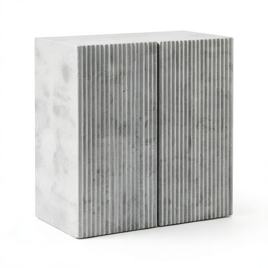 Mobile TV sospeso in legno grigio cemento con 2 ante e ripiano, 59,5x31x60 cm, design moderno per soggiorno