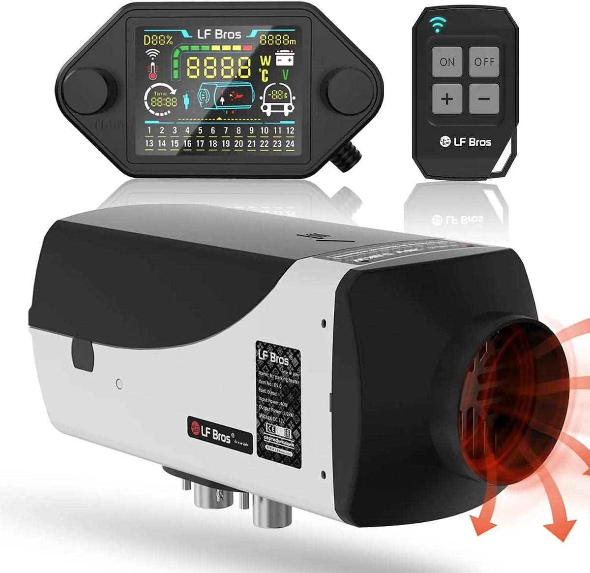 Riscaldatore elettrico LF - con timer, con display digitale - 12V, 5kw