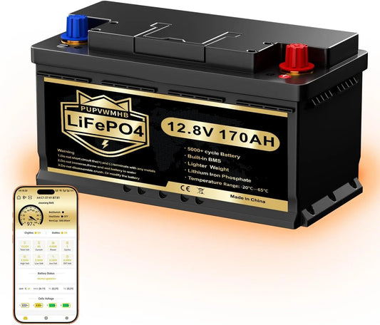 Batteria ricaricabile - con Bluetooth - 12V, 170Ah, 2176Wh