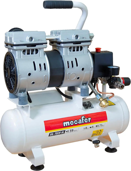 Compressore d'aria Mecafer - silenzioso - 6L, 59 dB, 8 bar
