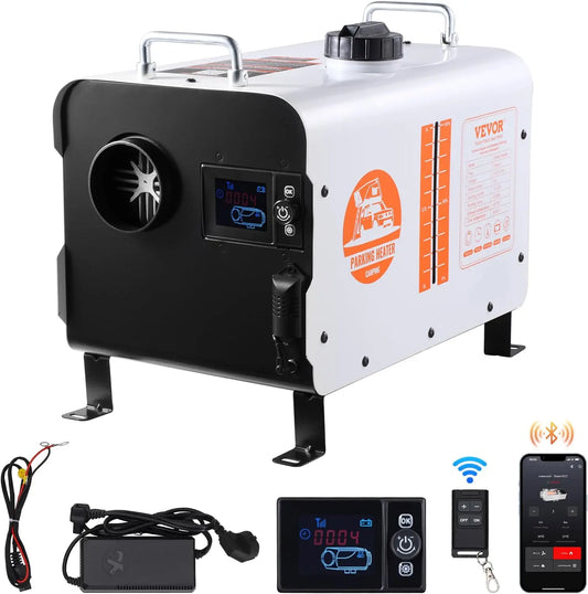 Riscaldatore elettrico VEVOR - con Bluetooth, con telecomando, con display digitale - 8KW, 12V, 24V
