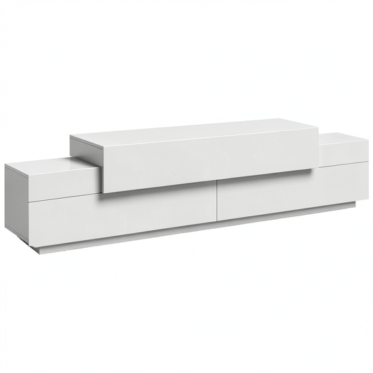 Dmora - Credenza TV Nico, Mobile da Soggiorno, Made in Italy, 240x45x52 cm, Bianco Lucido