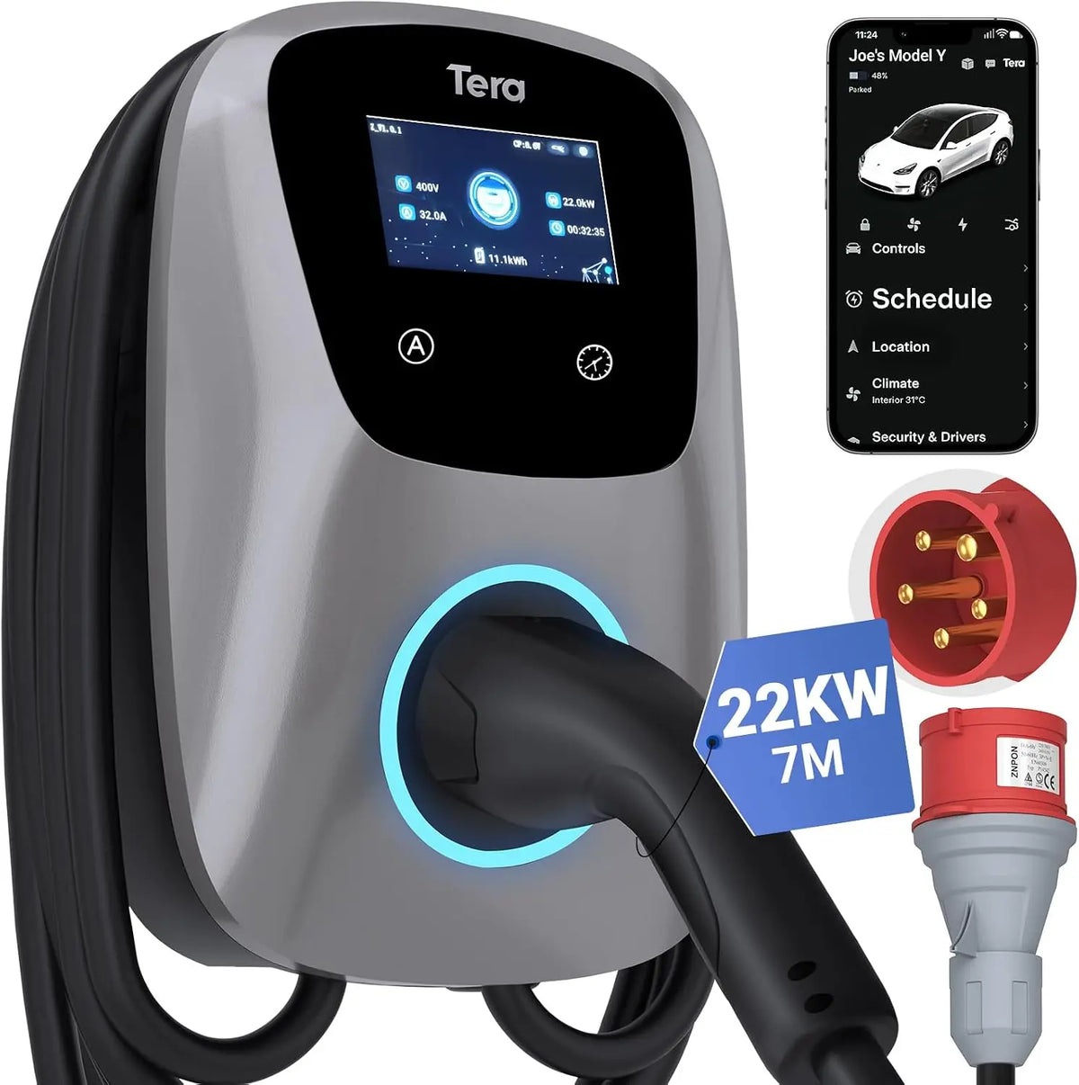 Caricabatterie Tera EV - colore Argento - con controllo intelligente - 22kW, 400V