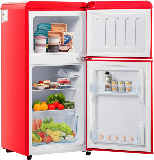Frigorifero - colore Rosso - a LED, silenzioso, regolabile - 60 litri, 38 litri, 22 litri