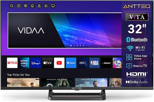 Televisore Antteq - con Wi-Fi, con Bluetooth, con telecomando - 32 Pollici, 81cm