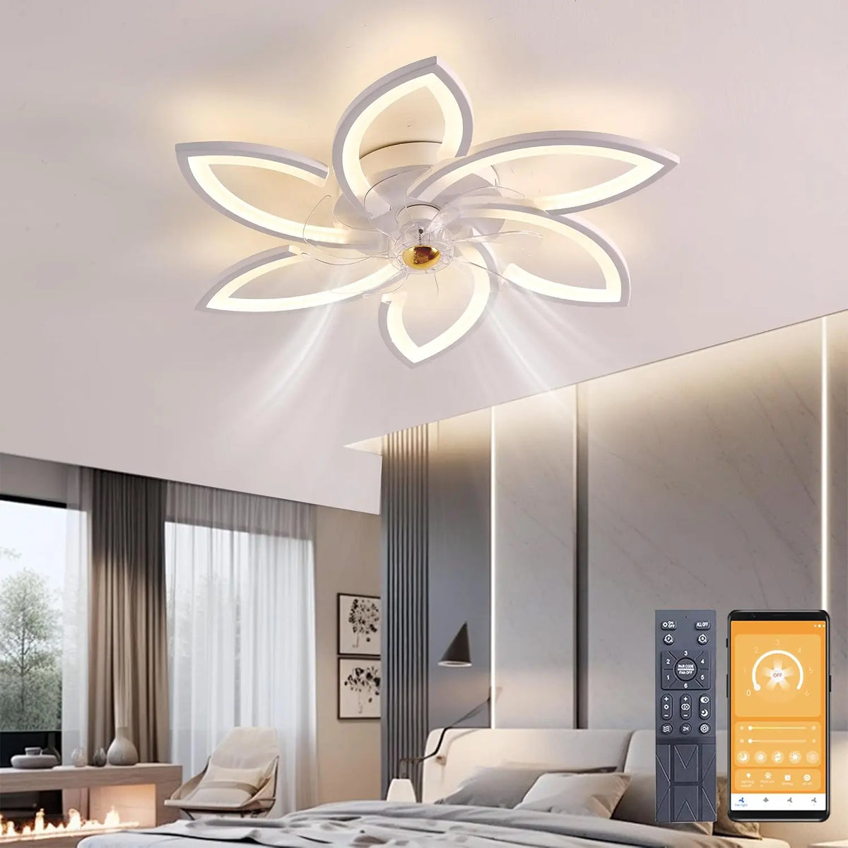 Ventilatore da soffitto Narwhal LED - colore Bianco - con telecomando, con timer, a LED - 54W