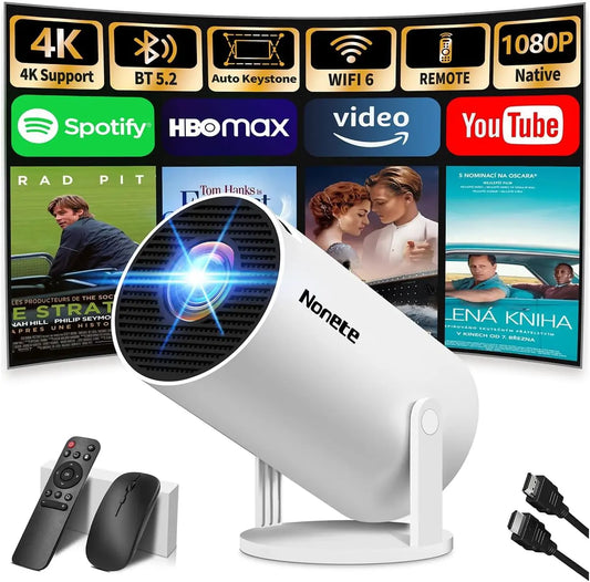 Televisore Proiettore 1080P FHD - colore Bianco - con Wi-Fi, portatile