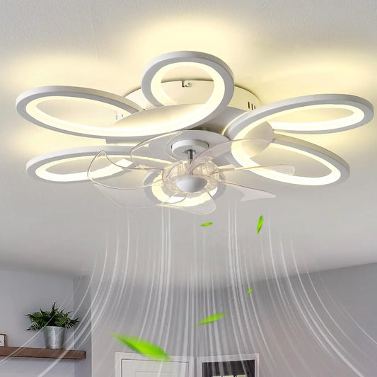 Ventilatore da soffitto Fiore - colore Bianco - con telecomando, a LED, silenzioso