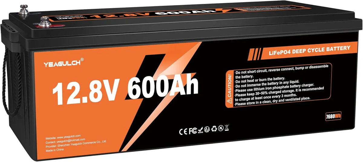 Batteria ricaricabile Yeagulch 12V 600Ah - 12V, 600Ah, 7680Wh
