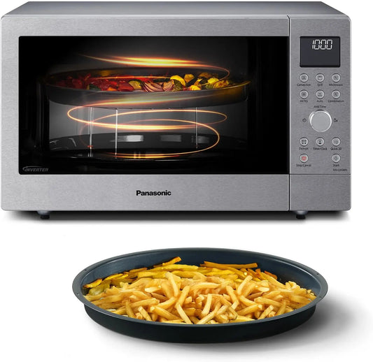 Friggitrice ad aria Panasonic NN-CD58RSEPG - colore Argento - con tecnologia inverter, automatico, multifunzione - 1000W, 1300W, 27 L