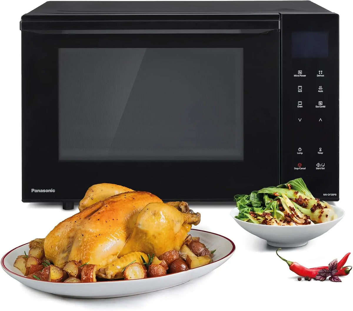 Forno a microonde Panasonic NN-DF38PBEPG - colore Nero - con tecnologia inverter, automatico - 1000W, 23L