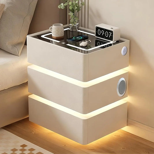 Sistema audio Comodino - colore Bianco - con Bluetooth, a LED