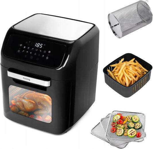 Friggitrice ad aria Friggitrice - colore Nero - con display digitale, a LED, multifunzione - 1800W, 12L