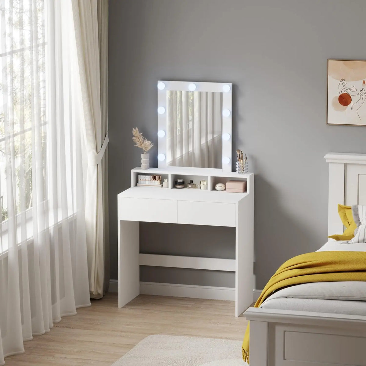 Letto WestWood - colore Bianco - a LED