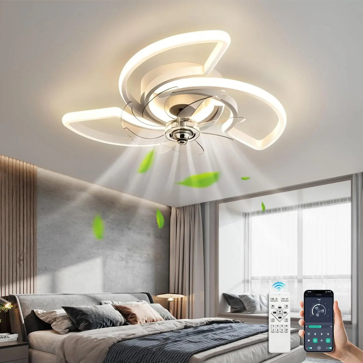 Ventilatore - colore Bianco - con telecomando, con timer, a LED - 60cm