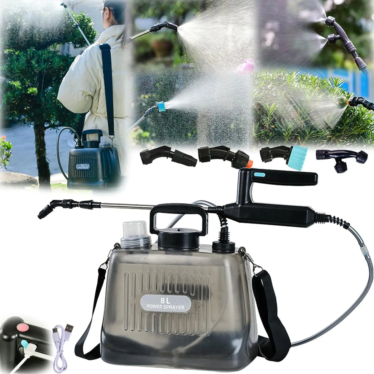Batteria ricaricabile Spruzzatore - automatico, regolabile - 7,4V, 8L