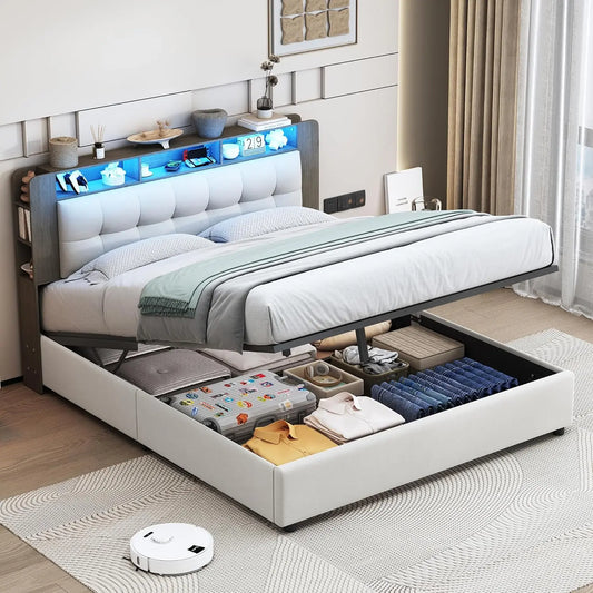 Letto - colore Beige - a LED, senza fili