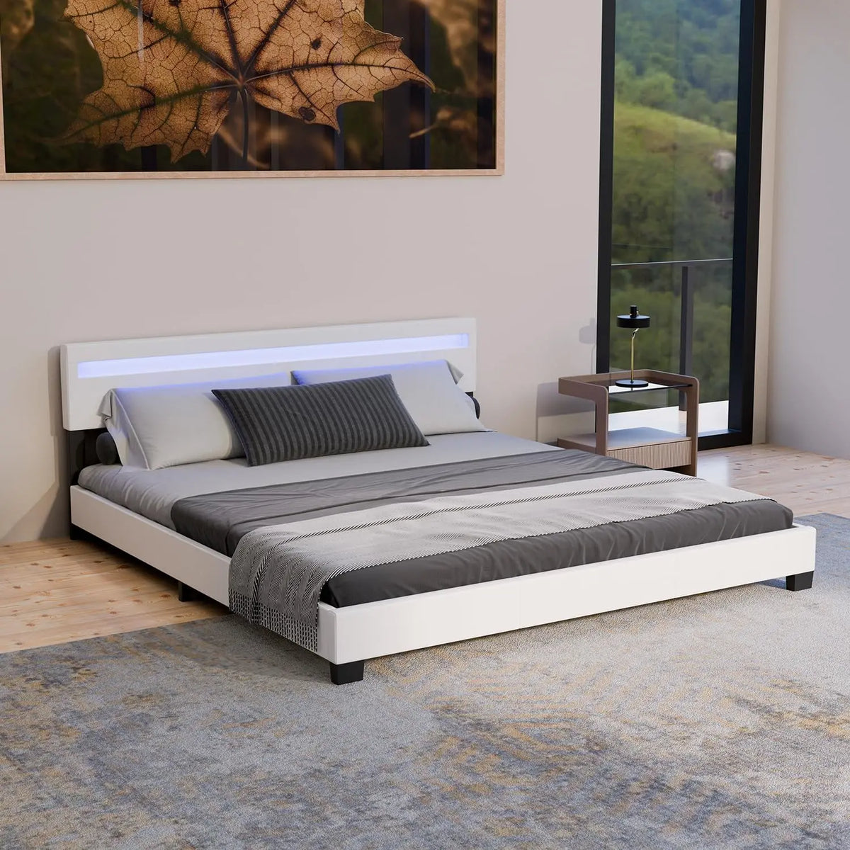 Letto Juskys - colore Bianco - a LED