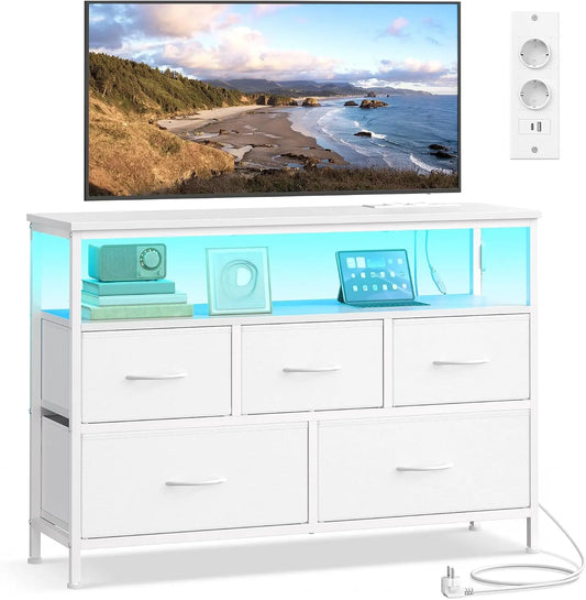 Cassettiera SONGMICS BELLAH - colore Bianco - a LED, con controllo intelligente