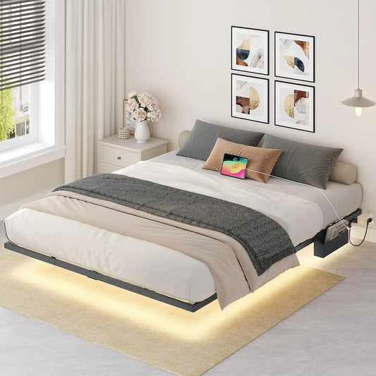 Letto MAHANCRIS - colore Nero - a LED - 200 cm